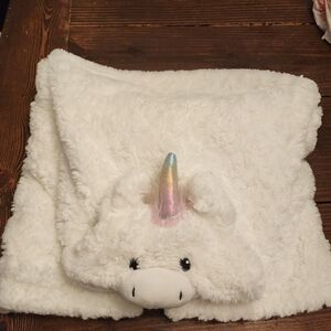 White Unicorn Plush Hooded Towel for Kids